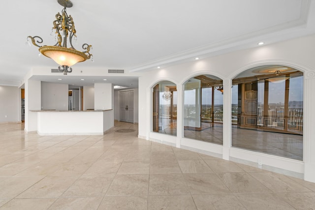 570 Ocean Dr Unit 1302, Juno Beach, FL 33408 - unfurnished living room with light tile patterned floors and recessed lighting