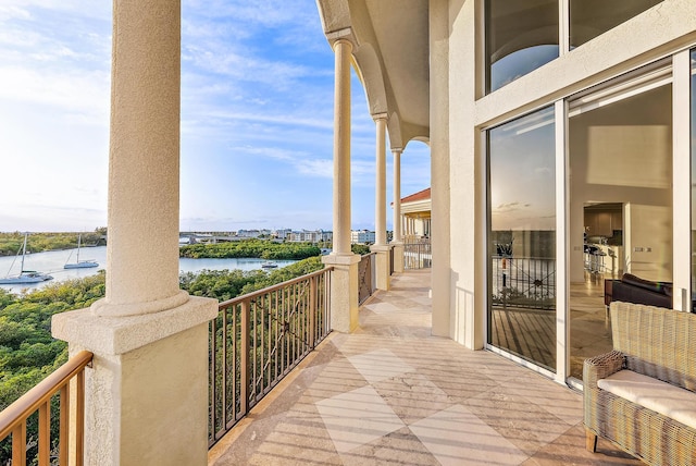 balcony with a water view