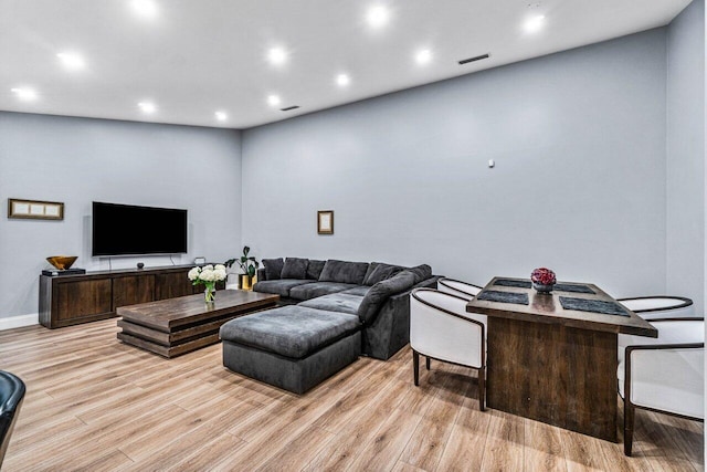 living room with light wood-type flooring