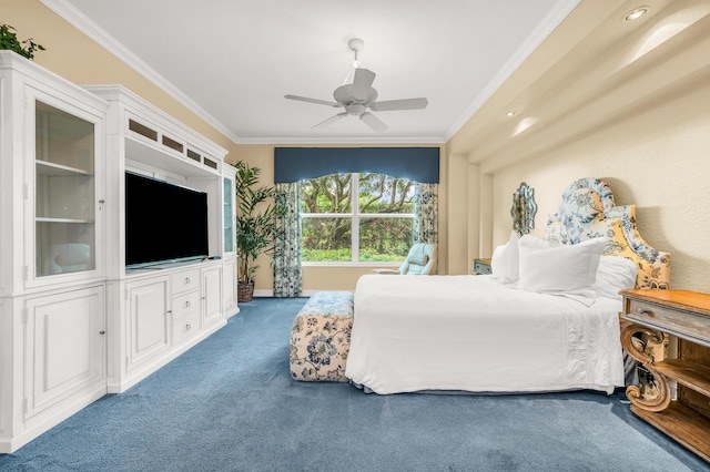 6189 Island Walk Unit A, Boca Raton, FL 33496 - carpeted bedroom featuring baseboards, ornamental molding, and ceiling fan