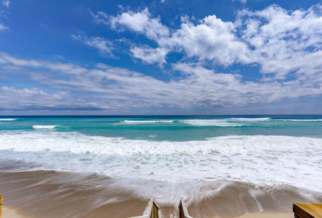 view of water feature with a view of the beach