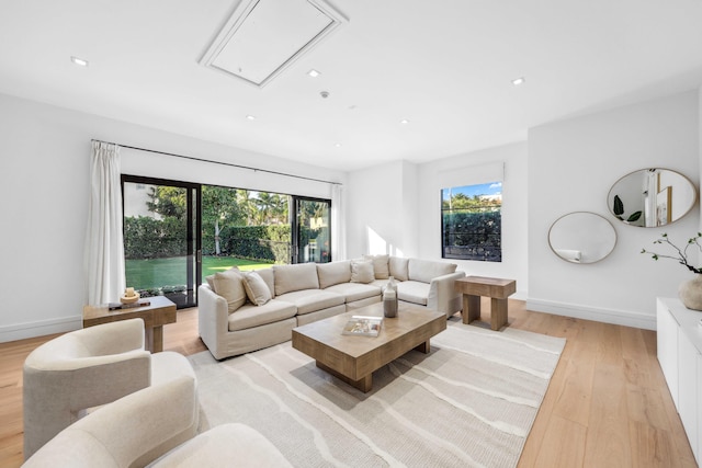 living room featuring light hardwood / wood-style flooring