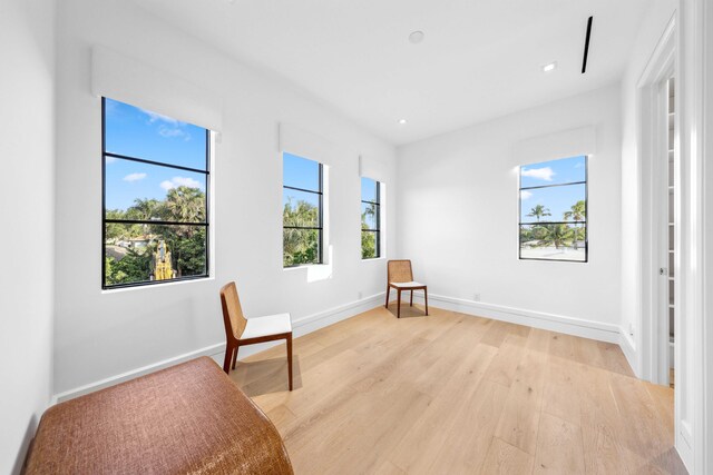 sitting room with light wood-type flooring