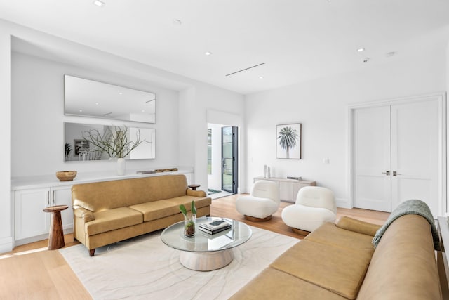 living room featuring light hardwood / wood-style flooring