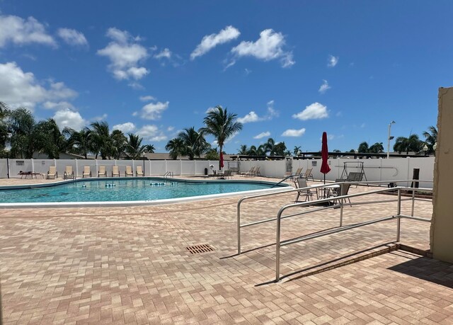 view of pool featuring a patio area