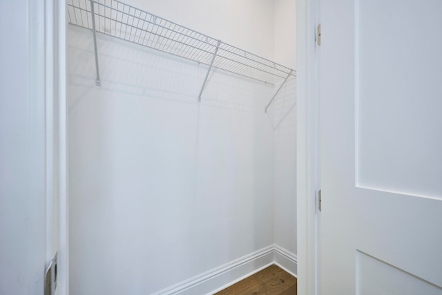 walk in closet with hardwood / wood-style flooring