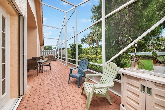 view of unfurnished sunroom