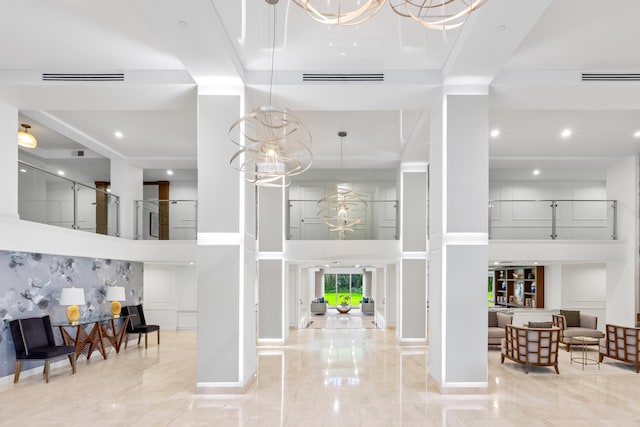 875 E Camino Real Unit 16H & G, Boca Raton, FL 33432 - lobby featuring a high ceiling and recessed lighting