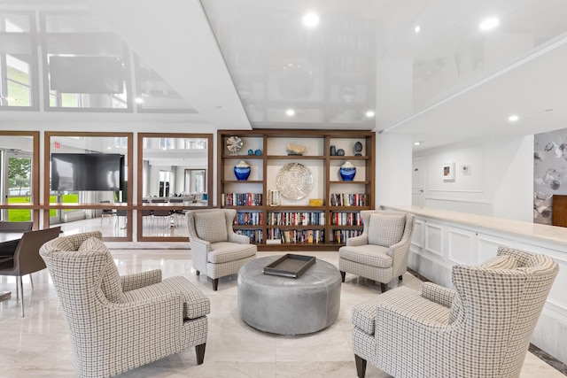 living room featuring a wealth of natural light