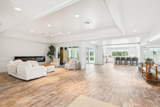 living room with light wood-type flooring