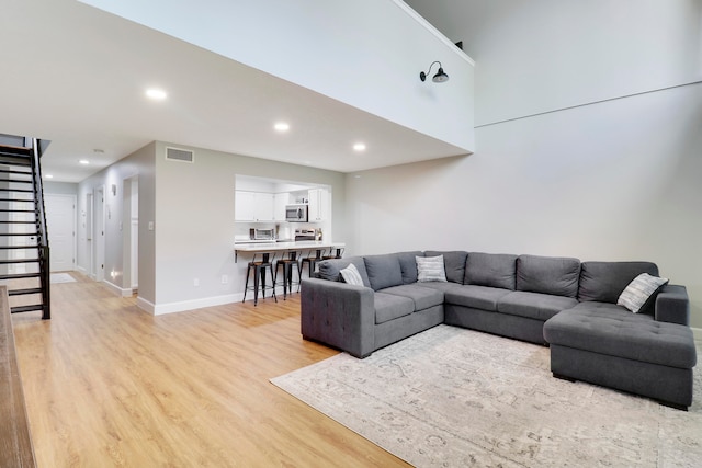 living room featuring light hardwood / wood-style floors