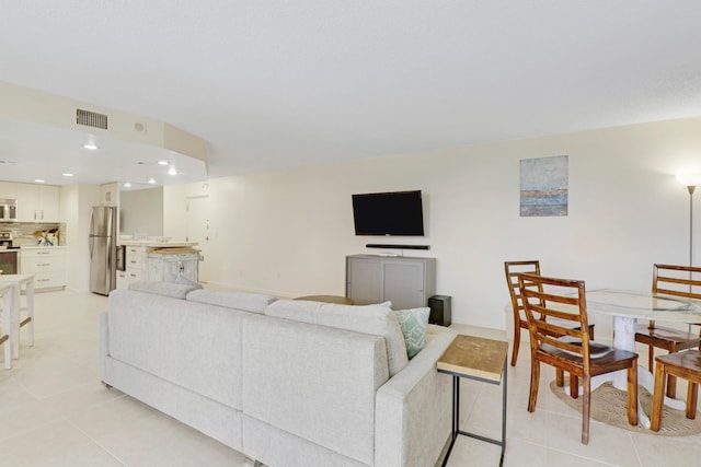 view of tiled living room