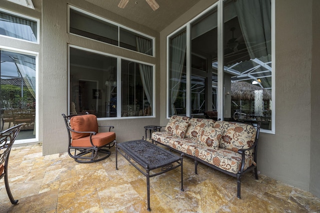 view of patio with ceiling fan