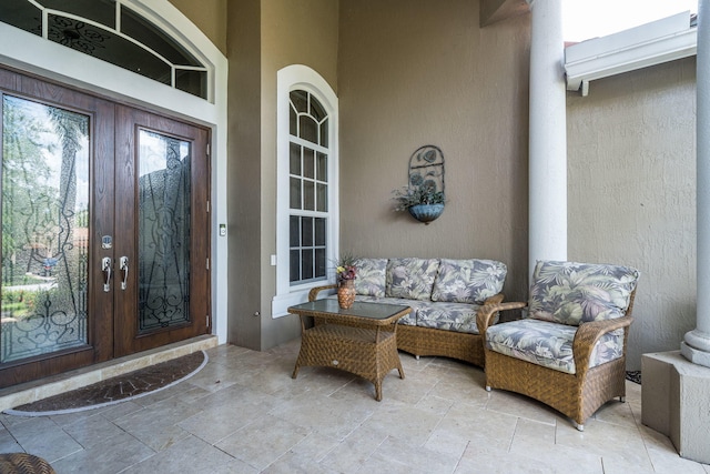 property entrance with french doors