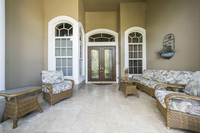 doorway to property featuring an outdoor hangout area and french doors