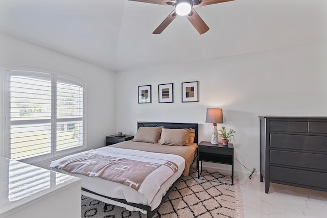 bedroom featuring ceiling fan