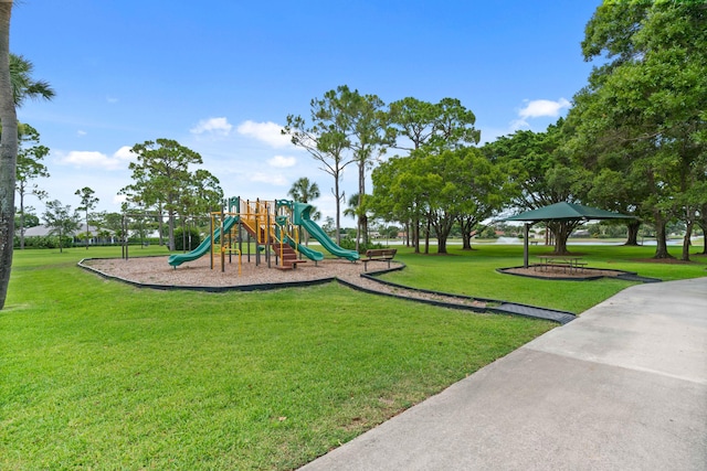 view of play area with a lawn