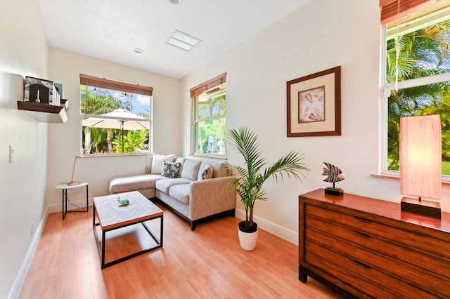 sitting room featuring light hardwood / wood-style floors