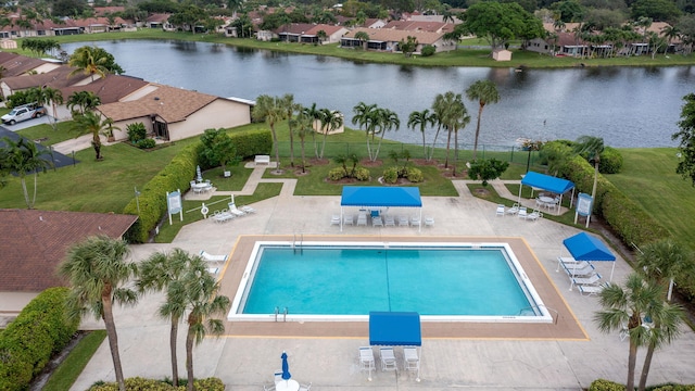 14 Grange Pl, Boynton Beach, FL 33426 - community pool with a water view, a patio, and a residential view