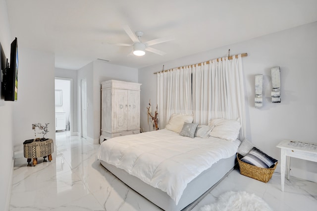 bedroom featuring ceiling fan