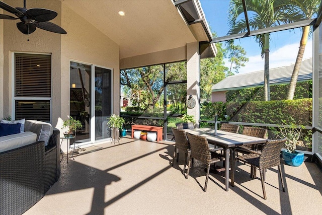 view of patio with ceiling fan