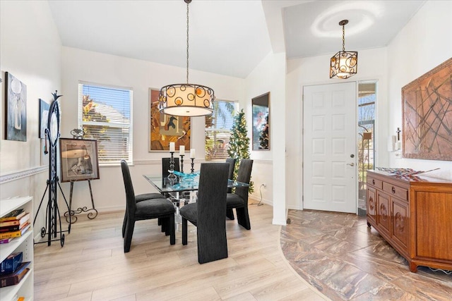 dining area with light wood-type flooring