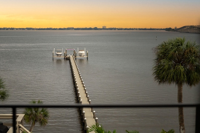 view of water feature featuring a boat dock