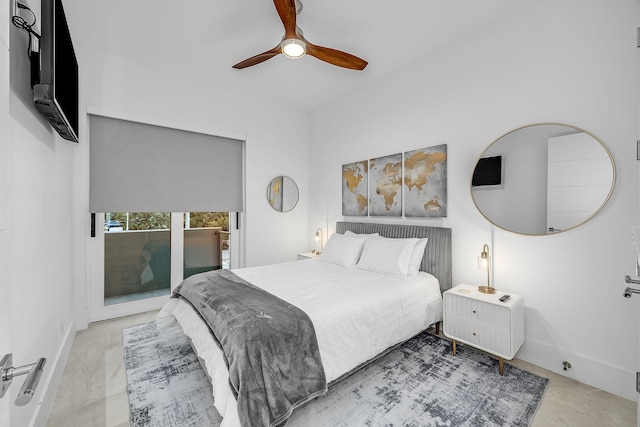 bedroom featuring ceiling fan