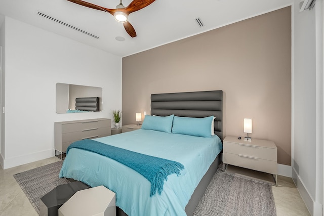 bedroom featuring ceiling fan