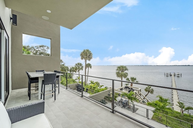 balcony with a water view