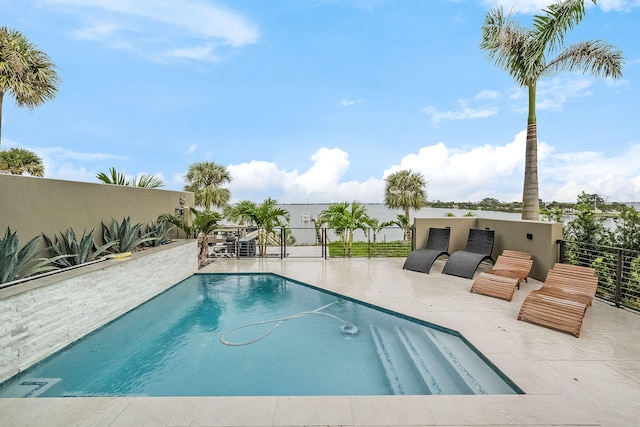 view of swimming pool with a patio