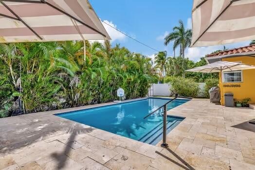 view of pool featuring a patio