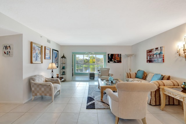 view of tiled living room