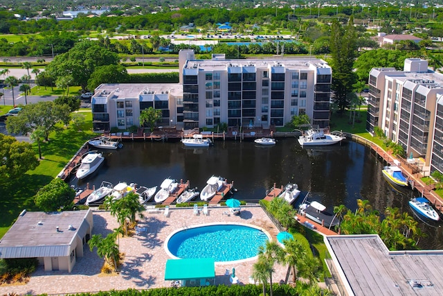 bird's eye view featuring a water view