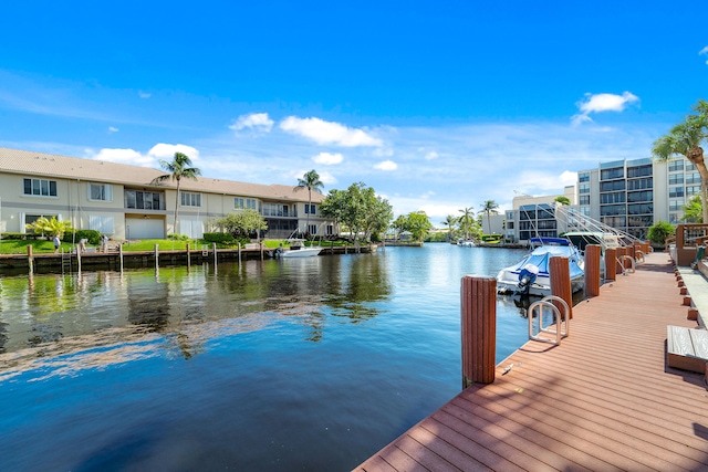 dock area featuring a water view