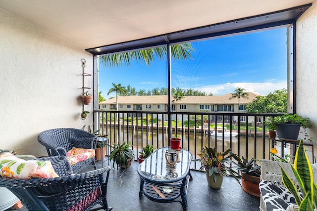 balcony with a water view