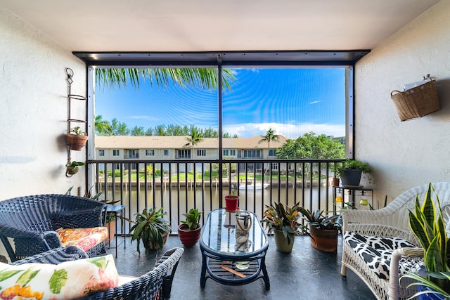 balcony with a water view