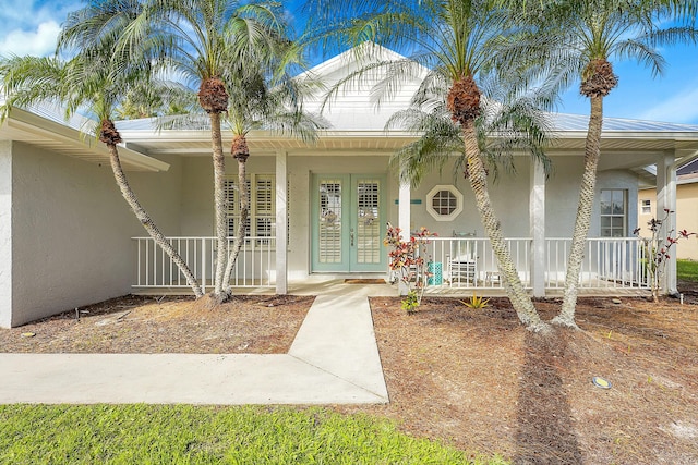 property entrance with french doors