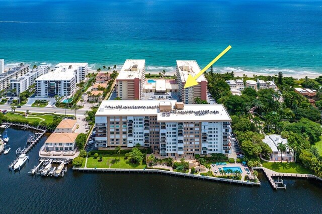 1147 Hillsboro Mile Unit 701, Hillsboro Beach, FL 33062 - drone / aerial view featuring a water view