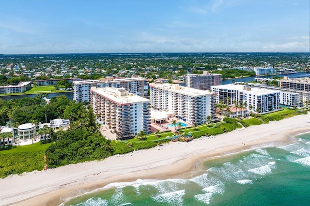 1147 Hillsboro Mile Unit 701, Hillsboro Beach, FL 33062 - drone / aerial view with a water view, a view of city, and a beach view