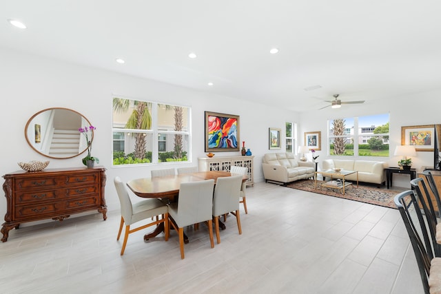 dining area featuring ceiling fan