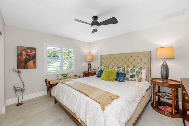 bedroom featuring ceiling fan