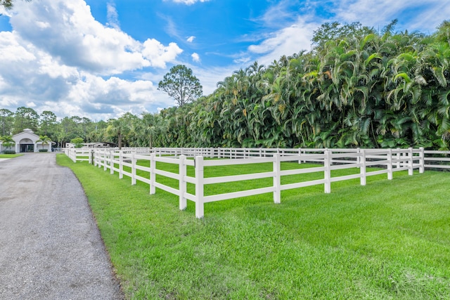 view of yard featuring a rural view