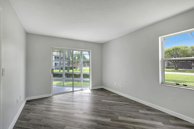 empty room featuring dark wood-type flooring