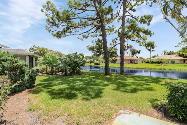 view of yard featuring a water view