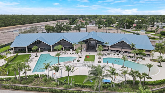 view of swimming pool featuring a patio