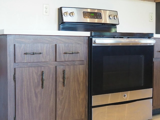 interior details with stainless steel electric range oven