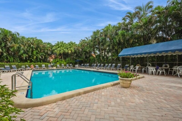 view of pool featuring a patio area