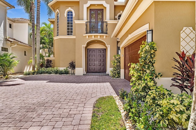 entrance to property with a garage