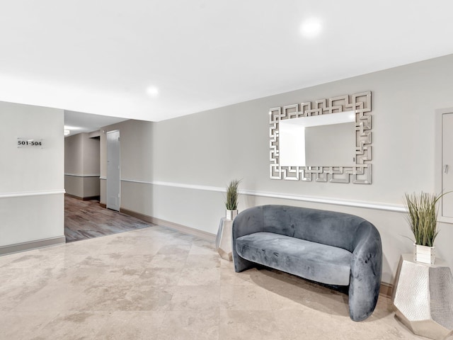 living area featuring hardwood / wood-style flooring